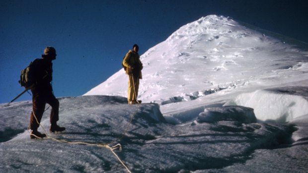 Two members of the expedition party on the way to climbing Big Ben in The Great White Whale.
