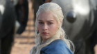 Emilia Clarke as Daenerys Targaryen with her "unsullied" army in Game of Thrones.