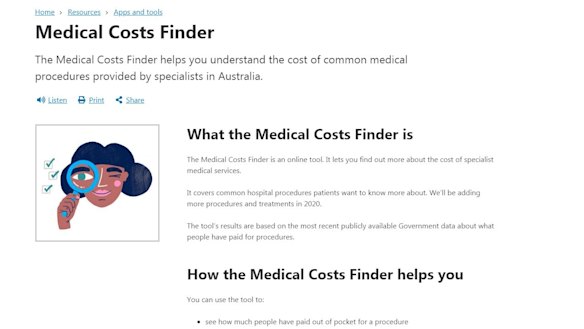 The federal government's Medical Costs Finder website. 
