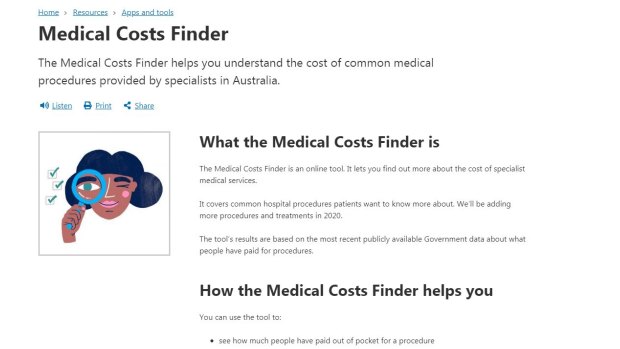 The federal government's Medical Costs Finder website. 