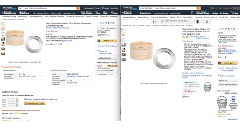 This steamer is sold in the US by Helen Chen's Asian Kitchen, for the equivelent of $45. In Australia, giant marketplace BuyGlobal sells it for $115. Outback Oasis also sells it, for even more. 