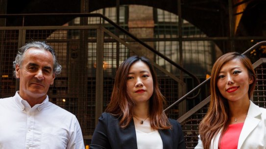 Atlas Advisors' Guy Hedley (left) with Fiona Zhuang and Jade Bao.