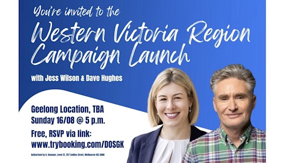 Dave Hughes will appear alongside Jess Wilson at Sunday’s western region campaign launch.
