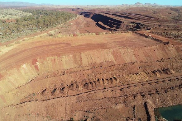 Rio Tinto’s active Yandicoogina iron ore mine. 