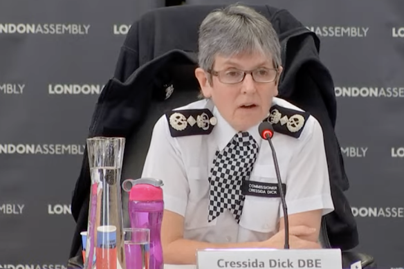 Metropolitan Police Commissioner Dame Cressida Dick addressing the London Assembly’s Police and Crime Committee on Tuesday.