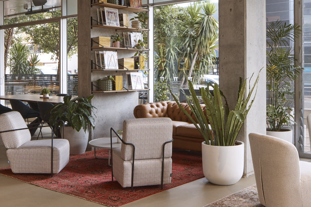 The open-plan lobby has stacks of National Geographic magazines to peruse.