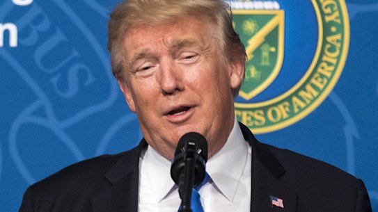 US President Donald Trump at an Unleashing American Energy event in Washington in 2017. 