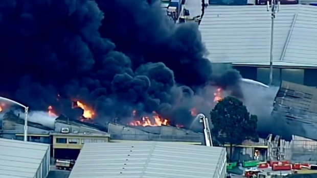 The West Footscray factory fire in August 2018.