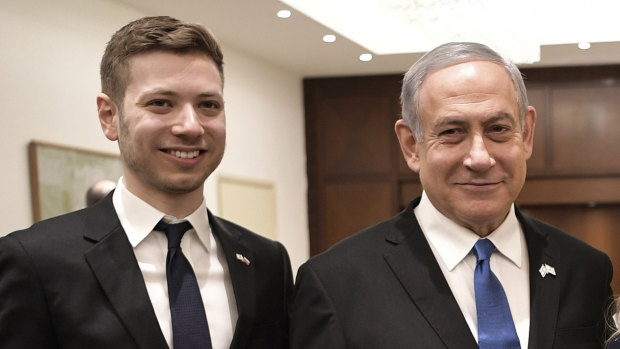 Israeli Prime Minister Benjamin Netanyahu, right, and son Yair, left, in January.