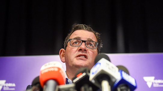 Premier Daniel Andrews speaks at the daily press conference.