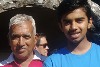 Pranshu Patel with his grandfather Suresh Patel in 2018.
