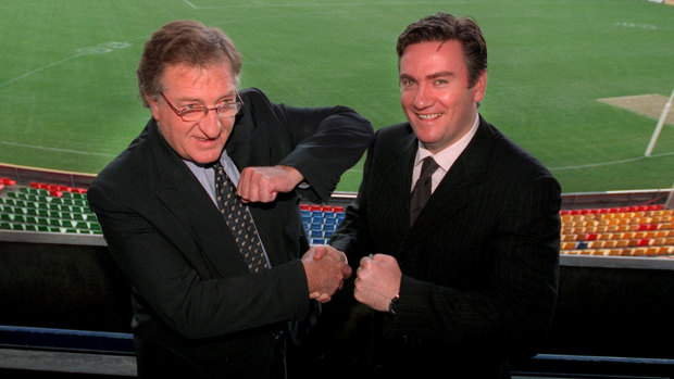 Former Carlton president John Elliott described long-time Collingwood boss Eddie McGuire as a good friend.