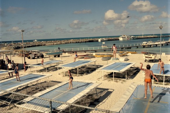 Kids trampolining on Rottnest Island in 1984. 