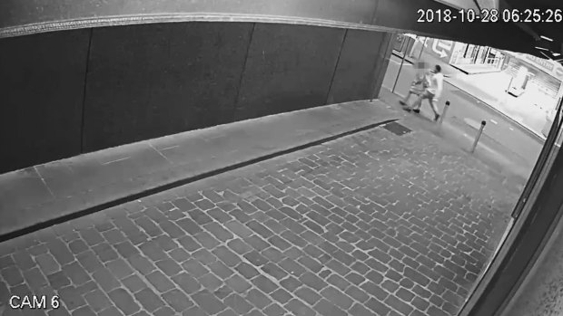 CCTV footage shows Jackson Williams grab the woman from behind.