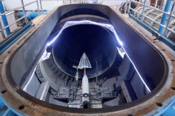 China’s hypersonic wind-tunnel in Beijing for testing aircraft that travel at up to 30 times the speed of sound.