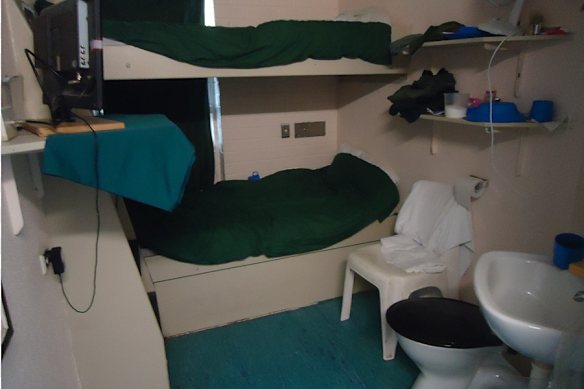 Inside one of the cells at Hakea Prison.