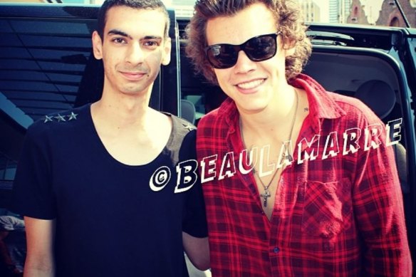 Beau Lamarre pictured with Harry Styles in a photo posted to social media.