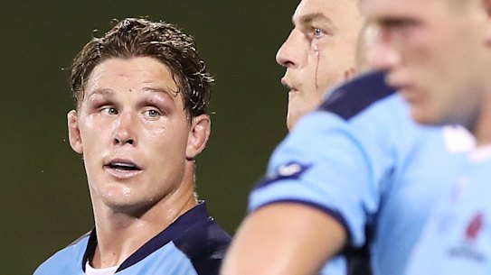 Michael Hooper (far left) could be the only Waratahs player in Dave Rennie's bext Wallabies side. And even he's no certainty.