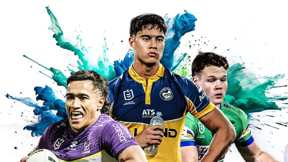 NRL rookie-of-the-year contenders: Sua Fa’alogo, Blaize Talagi and Ethan Strange.