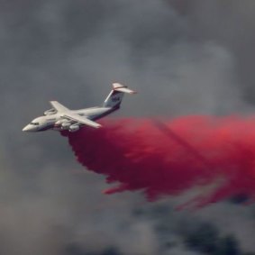 A large air tanker that was flown in from New South Wales 24 hours ago is being used in the firefighting effort.