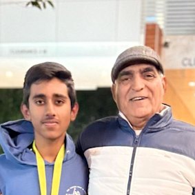 Dharm Singh Hooda with grandson Pulkit the day before his cardiac arrest. 