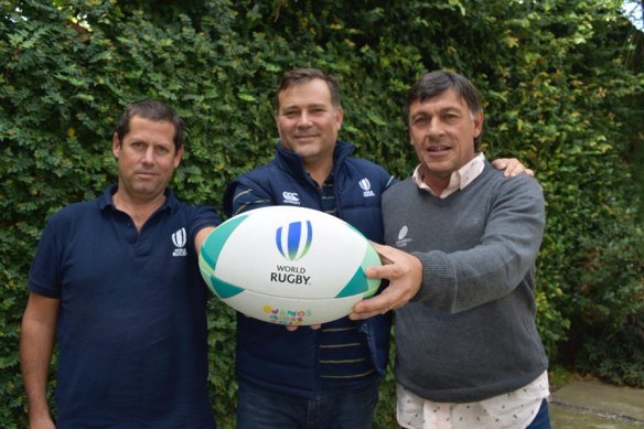 Peter Horne (centre) on a visit to South America for World Rugby’s high performance team.