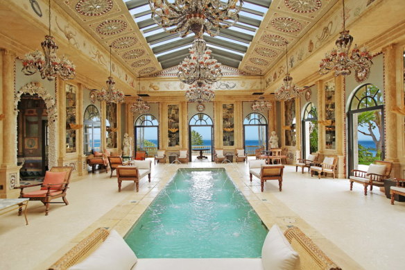 The stunning pool inside the home Beyonce and Jay-Z used to rent in Malibu.