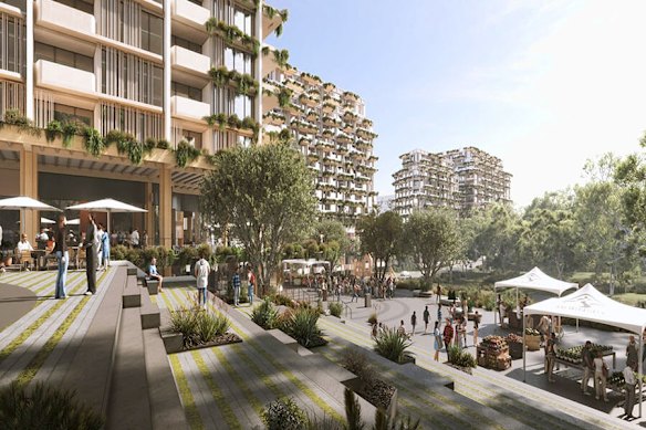 An artist’s impression of the proposed town centre in the Cherrybrook precinct.
