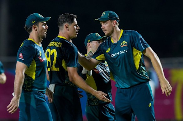 Ben Dwarshuis, Mitch Marsh and Cameron Green.
