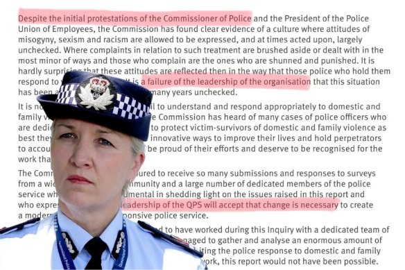 Police Commissioner Katarina Carroll, criticised by the Richards report, will lead the service through the subsequent reforms.