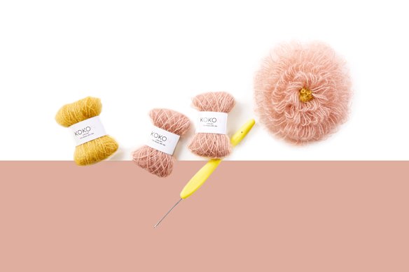 Sylvie Kidsilk Flower Brooch by Michelle du Plessis: DIY crochet kit.