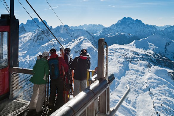 The Dolomites from the top of a cable car station.