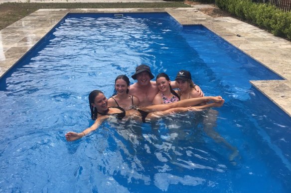 Barnaby Joyce with his four daughters at the family home in Loomberah at Christmas, 2016.