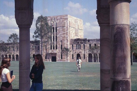 Looking through the cloisters into the Great Court in 1982.