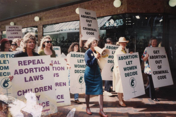 A 1990 rally in Brisbane calling on the Goss government to decriminalise abortion.