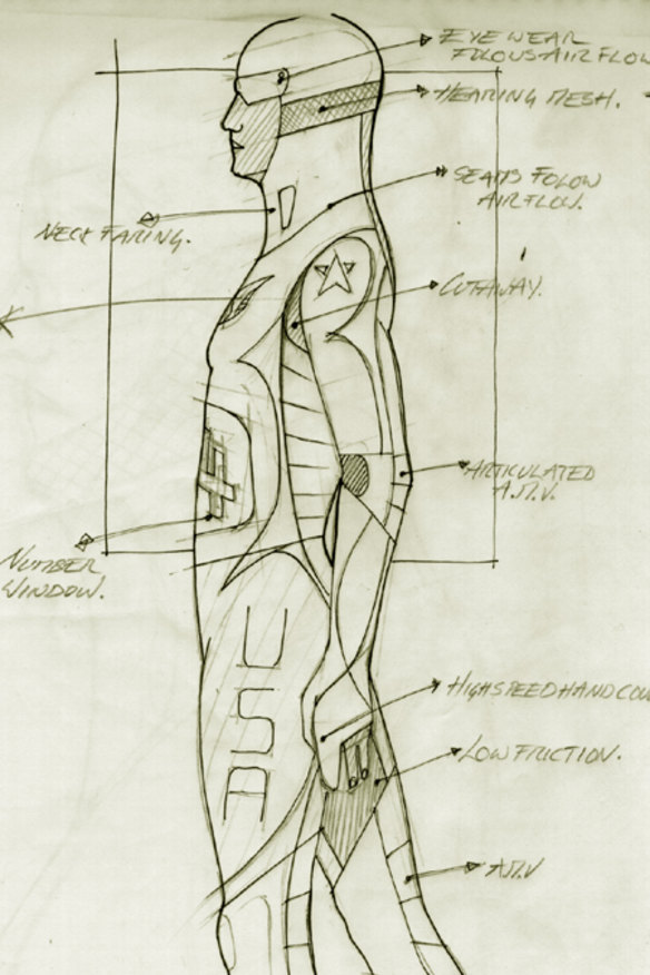 An early sketch of the Freeman suit.