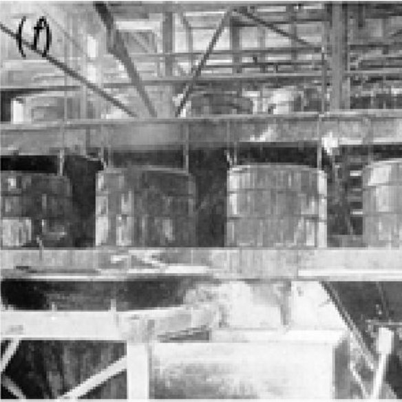 Historical photo showing inside the Hunters Hill uranium refinery.