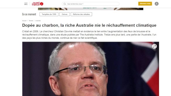 Ouest-France's stinging criticism of the Australian government on climate change.