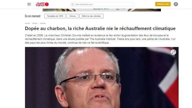 Ouest-France's stinging criticism of the Australian government on climate change.