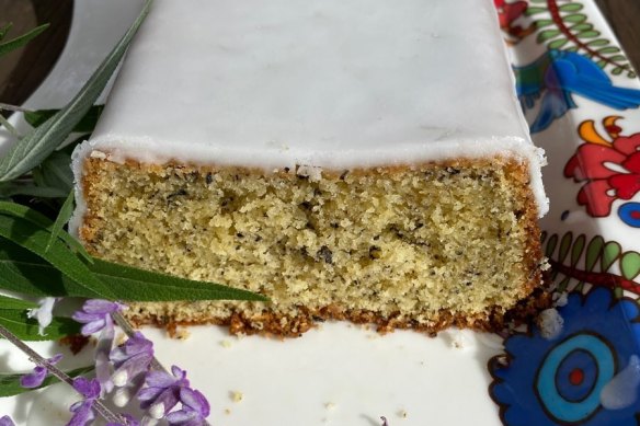 Julia Busuttil Nishimura’s Earl Grey loaf cake with lemon icing: “Thank you @goodweekendmag and @juliaostro for today’s cake at Gather.Create.Berry! … So delicious.”