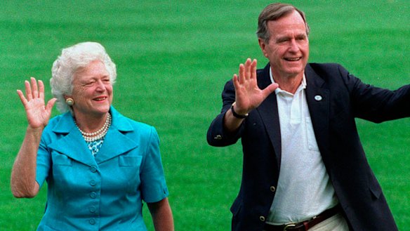 Former president George H.W. Bush and first lady Barbara Bush pictured in 1992. 