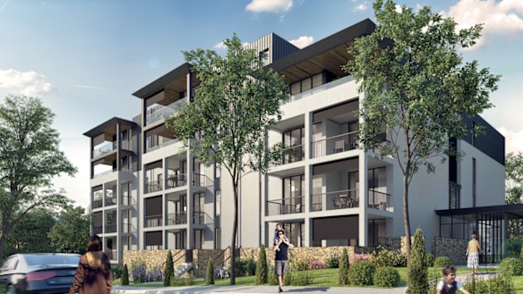 An artist impression of the apartment building aspect of the retirement village proposed for Higgins. 