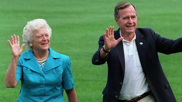 Former president George H.W. Bush and first lady Barbara Bush pictured in 1992. 