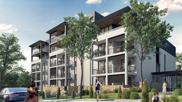 An artist impression of the apartment building aspect of the retirement village proposed for Higgins. 