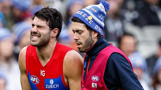 Christian Petracca was in immediate pain after the collision, but returned to the field before his condition deteriorated.