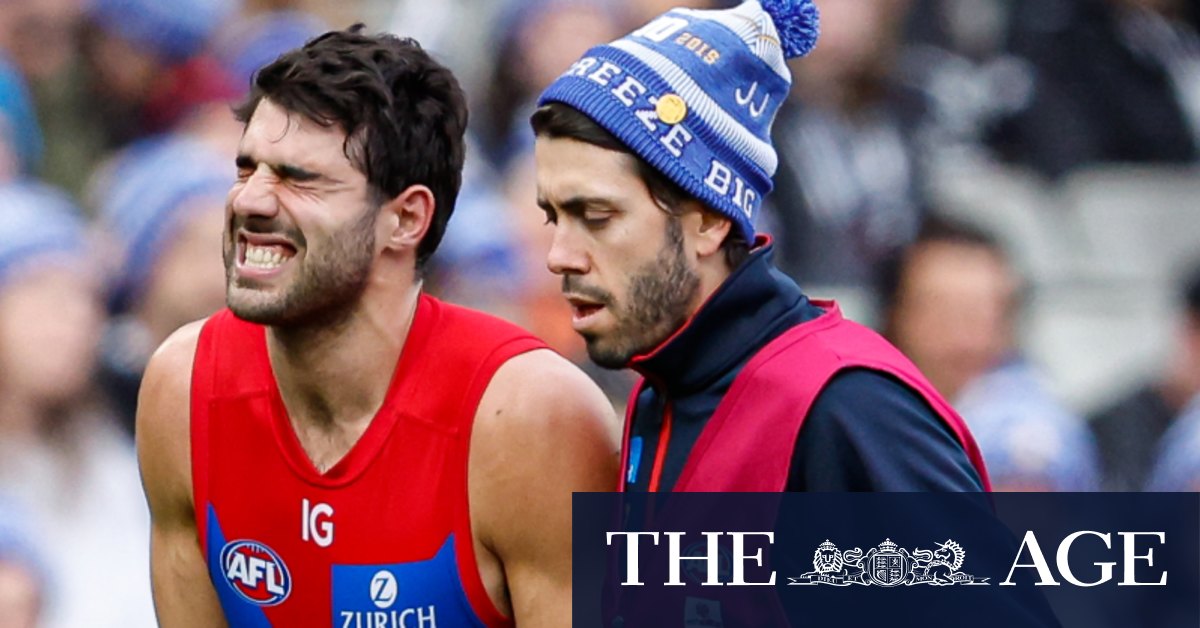 Melbourne Demons coach Simon Goodwin says Steven May embarrassed by staging but criticism ‘has been a bit much’