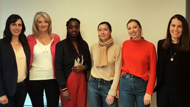 Australian Sarah McGrath, right, and team at Women for Women in France.