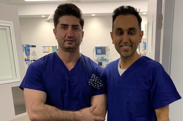 Dr Reza Ahmadi (left), who operated on Keisha Ahmoa, is pictured with Cosmos founder Dr Joseph Ajaka. 