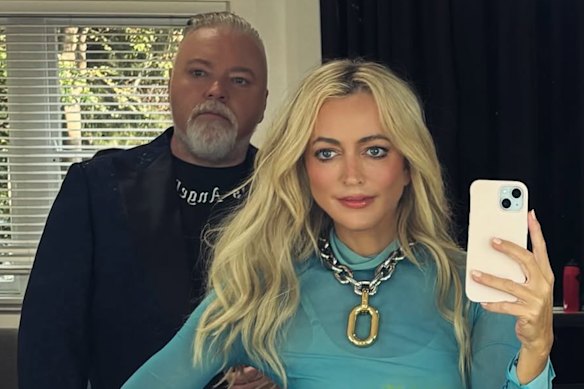 Radio personalities Kyle Sandilands and Jackie O.