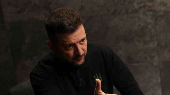 Volodymyr Zelenskyy speaking to Sky News. 